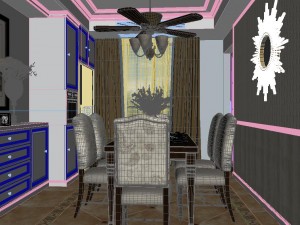 panoramic american style living room restaurant space 11 Model 3D