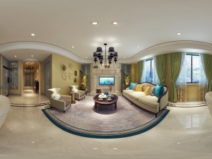 panoramic american style living room restaurant space 12 3Dモデル