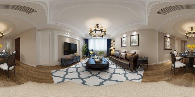panoramic american style living room restaurant space 13 Modèle 3D .c4d .max .obj .3ds .fbx .stl .blend 
