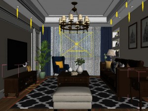 panoramic american style living room restaurant space 13 Modèle 3D