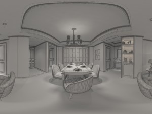 panoramic american style living room restaurant space 14 3Dモデル