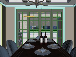 panoramic american style living room restaurant space 14 3Dモデル