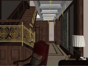 panoramic american style living room restaurant space 15 3D 모델