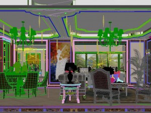 panoramic american style living room restaurant space 15 3D 모델