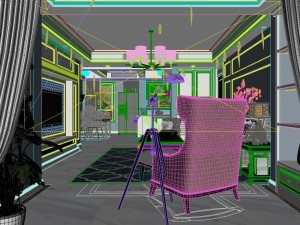 panoramic american style living room restaurant space 16 3D Модель