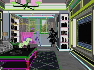 panoramic american style living room restaurant space 16 3D Модель