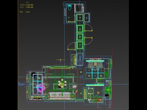 panoramic american style living room restaurant space 16 3D Модель