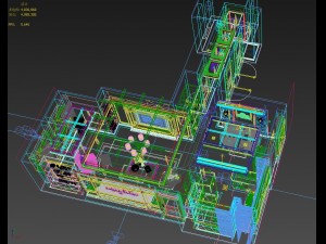 panoramic american style living room restaurant space 16 3D Модель