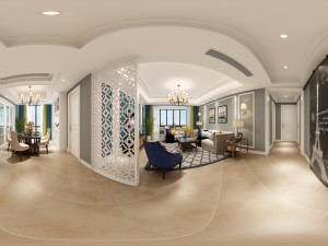 panoramic american style living room restaurant space 17 3D Model