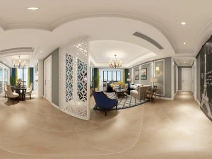 panoramik amerikan tarzı oturma odası restoran alanı 17 3D Model