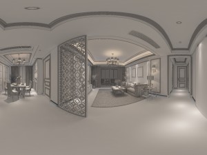 panoramic american style living room restaurant space 17 3D Model
