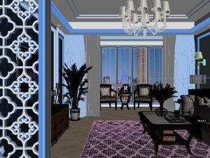 panoramic american style living room restaurant space 17 3D Model