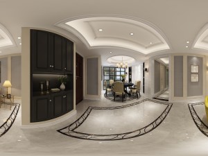 panoramic american style living room restaurant space 18 Modello 3D