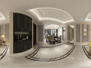 sala de estar panor&acirc;mica em estilo americano, espa&ccedil;o de restaurante 18 Modelo 3D