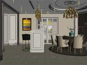 panoramic american style living room restaurant space 19 3Dモデル