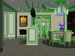 panoramic american style living room restaurant space 19 3Dモデル