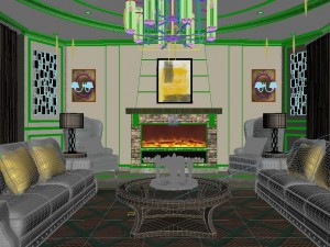 panoramic american style living room restaurant space 19 3Dモデル
