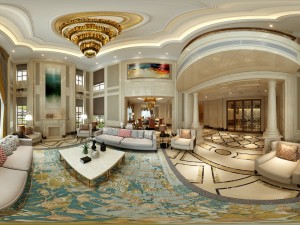 panoramic american style living room restaurant space 20 3D-Modell