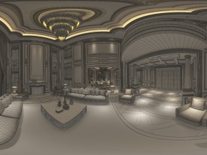 panoramic american style living room restaurant space 20 3D Model