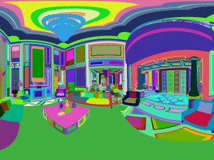 panoramic american style living room restaurant space 20 3D Model