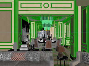 panoramic american style living room restaurant space 20 3D Model