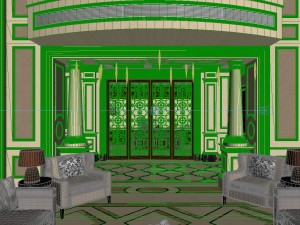 panoramic american style living room restaurant space 20 3D Model
