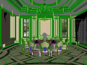 panoramic american style living room restaurant space 20 3D Model