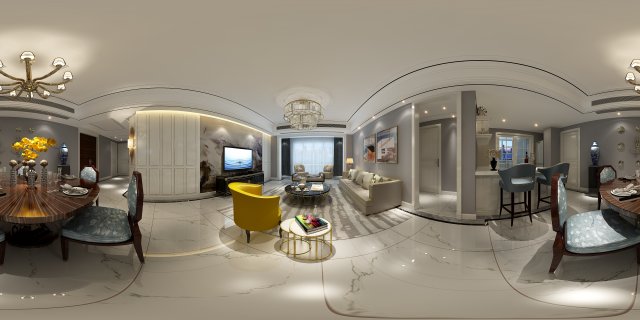 panoramic american style living room restaurant space 21 3D 모델 .c4d .max .obj .3ds .fbx .stl .blend 