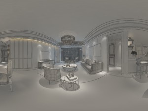 panoramic american style living room restaurant space 21 3D 모델