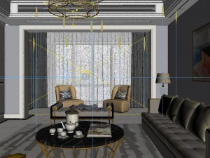 panoramic american style living room restaurant space 21 3D 모델