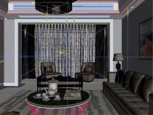 panoramic american style living room restaurant space 21 3D 모델