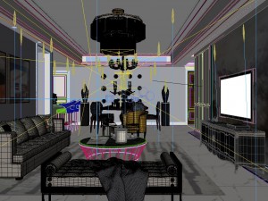 panoramic american style living room restaurant space 21 3D 모델