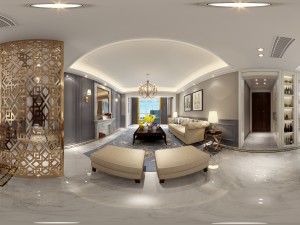 panoramic american style living room restaurant space 22 3D Model