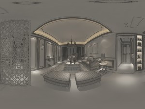 panoramic american style living room restaurant space 22 3D 모델