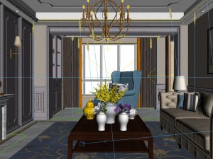 panoramic american style living room restaurant space 22 3D 모델