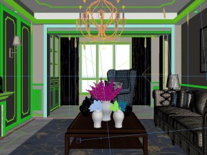 panoramic american style living room restaurant space 22 3D 모델