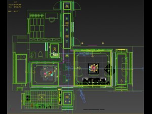 panoramic american style living room restaurant space 22 3D 모델
