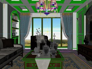 panoramic american style living room restaurant space 23 Modello 3D