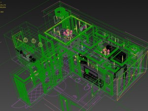 panoramic american style living room restaurant space 23 Modello 3D