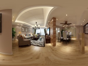 panoramic american style living room restaurant space 24 3D Model