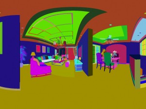panoramic american style living room restaurant space 24 3D Model