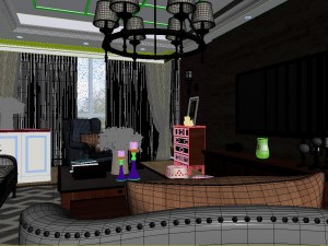 panoramic american style living room restaurant space 24 3D Model