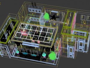 panoramic american style living room restaurant space 24 3D Model