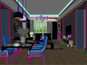 panoramic view american style living room dining room 25 Modèle 3D