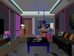 panoramic view american style living room dining room 25 Modèle 3D