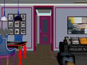 panoramic view american style living room dining room 25 Modèle 3D