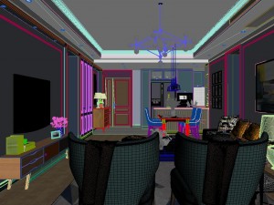 panoramic view american style living room dining room 25 Modèle 3D