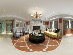 panoramic american style living room restaurant space 26 3D Model