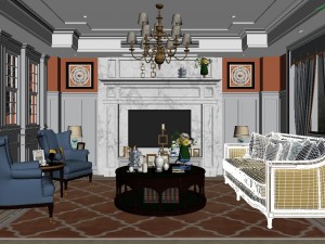 panoramic american style living room restaurant space 26 Modèle 3D