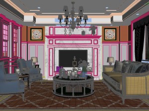 panoramic american style living room restaurant space 26 Modèle 3D